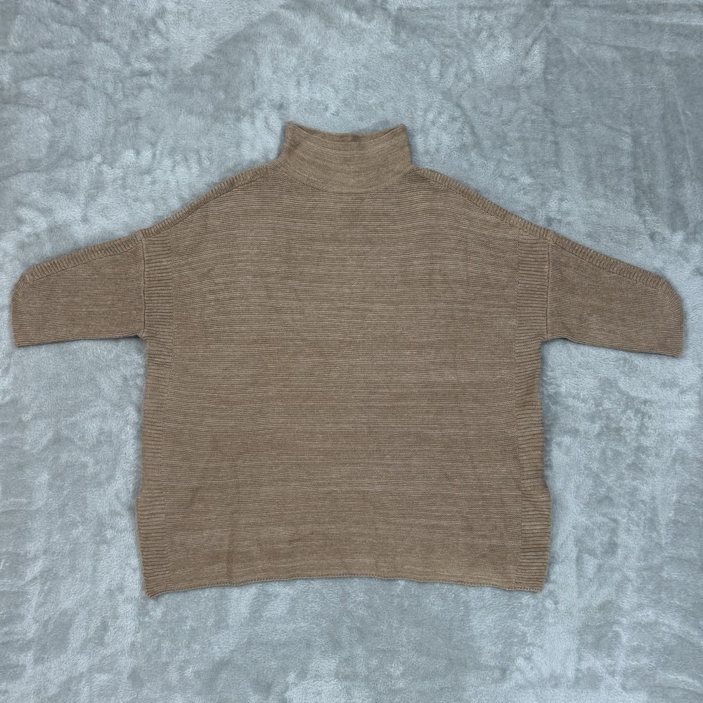 Kerisma Sweater Womens‎ One Size Beige Wool Blend Oversized Split Hem Nock Neck